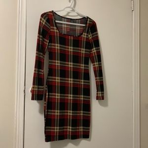Scoop neck tartan dress without belt size S from SHEIN